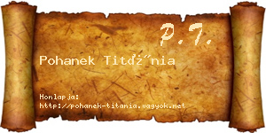 Pohanek Titánia névjegykártya